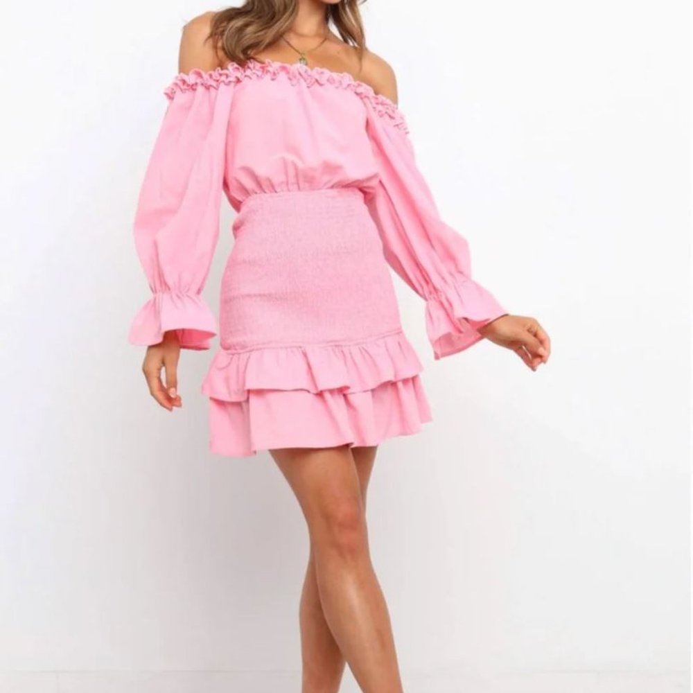 NEW Petal & Pup Pink Glow Off-the-Shoulder Dress